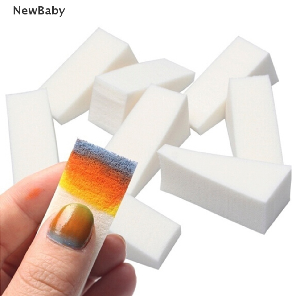 Newbaby 10pcs Spons Segitiga Warna Gradasi Untuk Nail Art