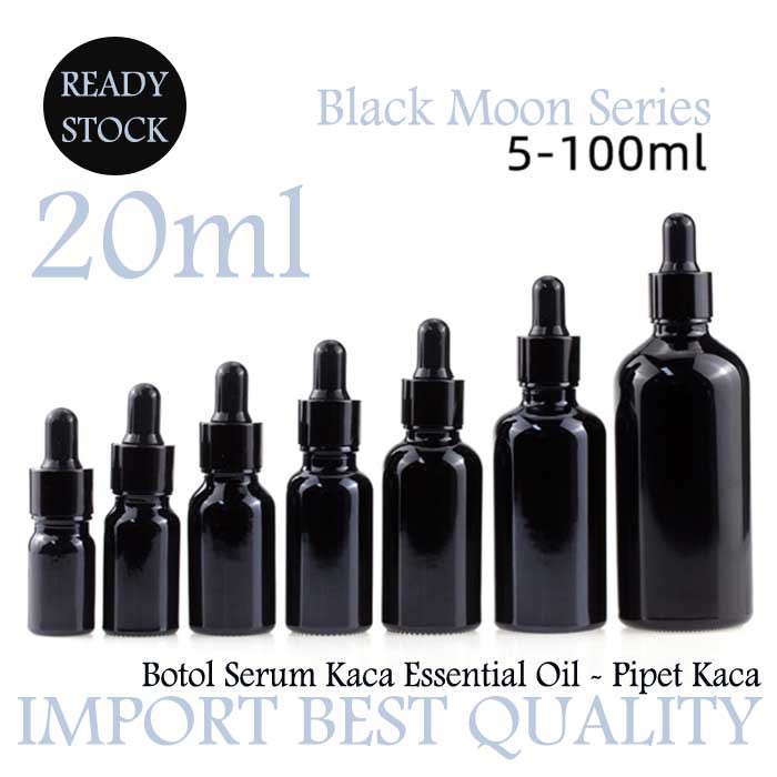 Grosir Botol Serum Pipet Kaca 20ml Botol Essential Oil Kosmetik Kaca Hitam Amber Botol Skincare Boto