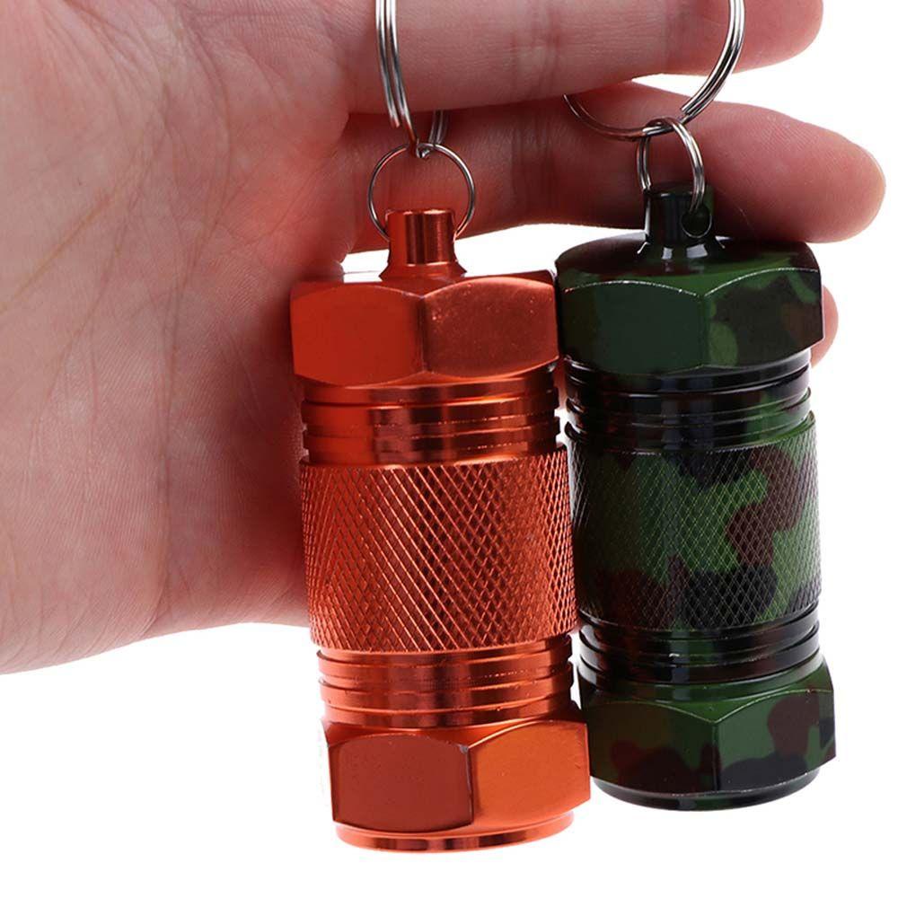 Agustinina Pill Box Untuk Outdoor Portable Aluminium Alloy Pill Cases Tempat Obat Botol Kering Gantungan Kunci Darurat Tahan Air Seal Tank