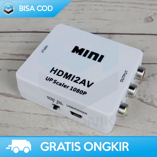 ADAPTOR MINI CONVERTER HDMI 1.3 RCA TO AV 1080P 60HZ USB PLUG PAL NTSC