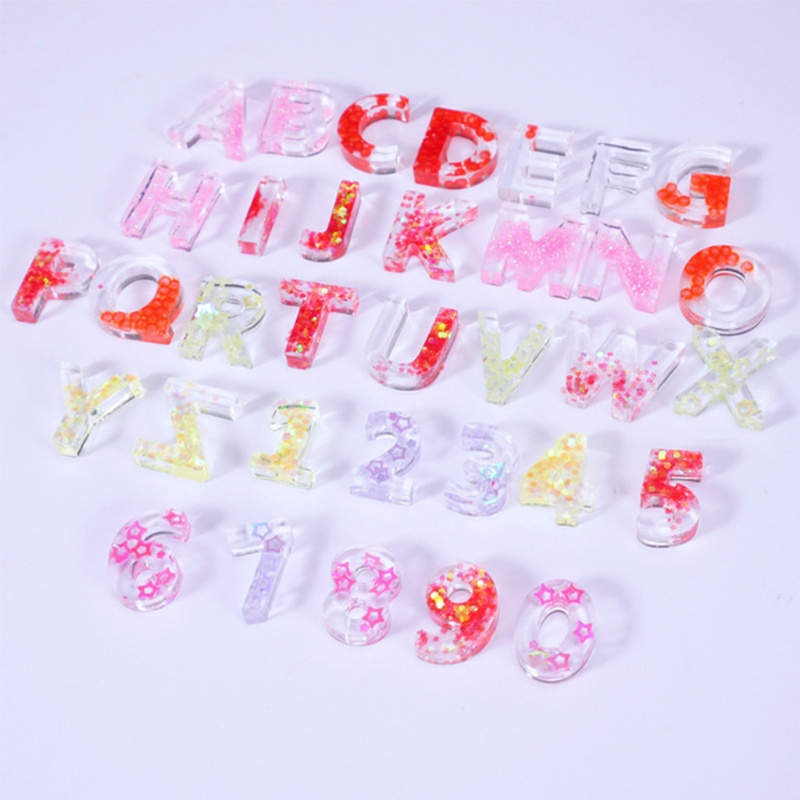 SIY  Crystal Epoxy Resin Mold Alphabet Letter Number Keychain Pendant Silicone Mould