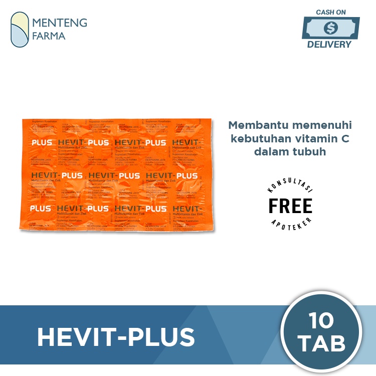 Hevit-Plus 10 Kaplet - Multivitamin, Vitamin C 500mg, dan Zinc