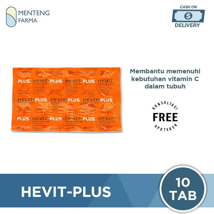 Hevit-Plus 10 Kaplet - Multivitamin, Vitamin C 500mg, dan Zinc