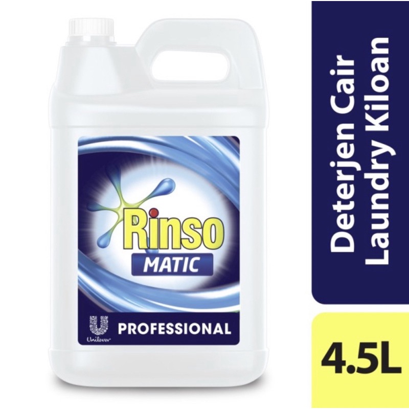 Deterjen Cair Rinso Matic Proffesional 4.5liter Mesin Laundry Proteksi Higienis Sabun Cuci Baju