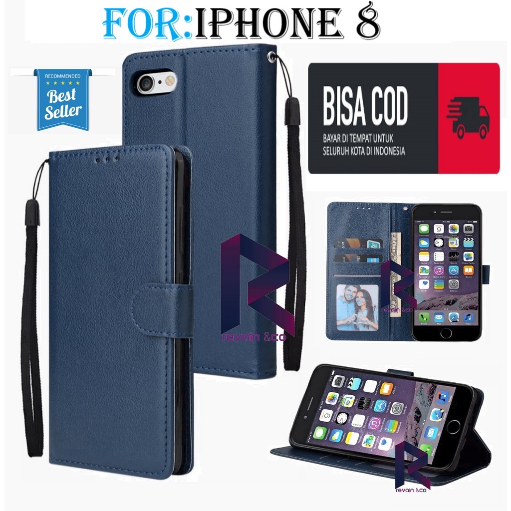 FLIP COVER IPHONE 8 CASING FLIP WALLET LEATHER KULIT PREMIUM SARUNG BUKA TUTUP FLIP CASE IPHONE 8