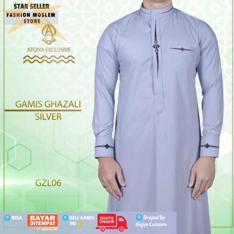 Gamis Atqiya GHAZALI | Gamis Bordir Slimfit | Jubah Pria Kekinian | Gamis Elegan Dan Trendy