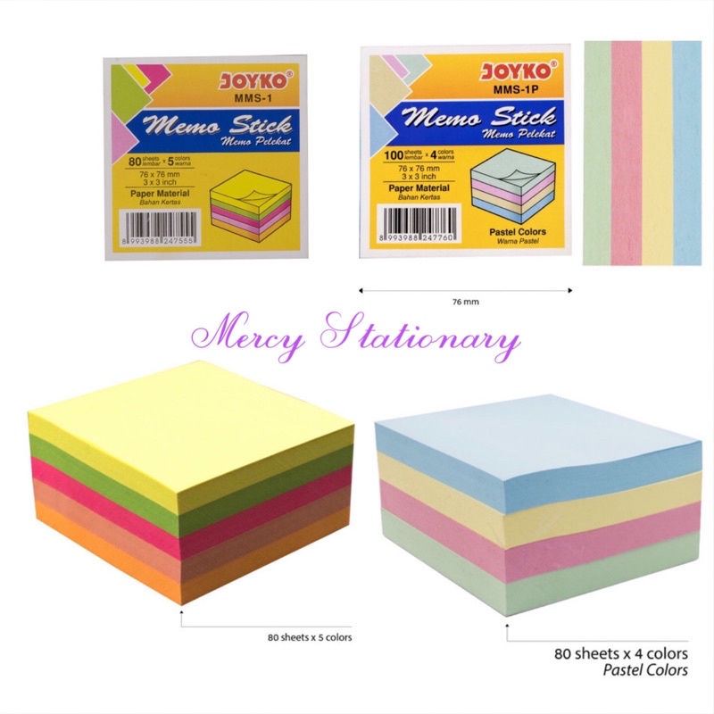 

400 Lembar - Memo Tempel 5 Warna Sticky Note Pastel Colour Memo Stick