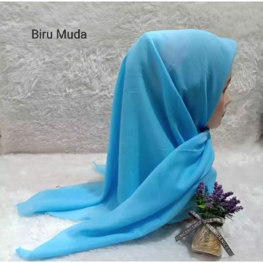 QBZ / SEGI 4 PARIS PREMIUM SERI WARNA 3 / JILBAB SEGIEMPAT PARIS NECI /SEGI EMPAT REDROS/VARISA/AZARA / CIPUT RAJUT DUA WARNA-Biru Muda