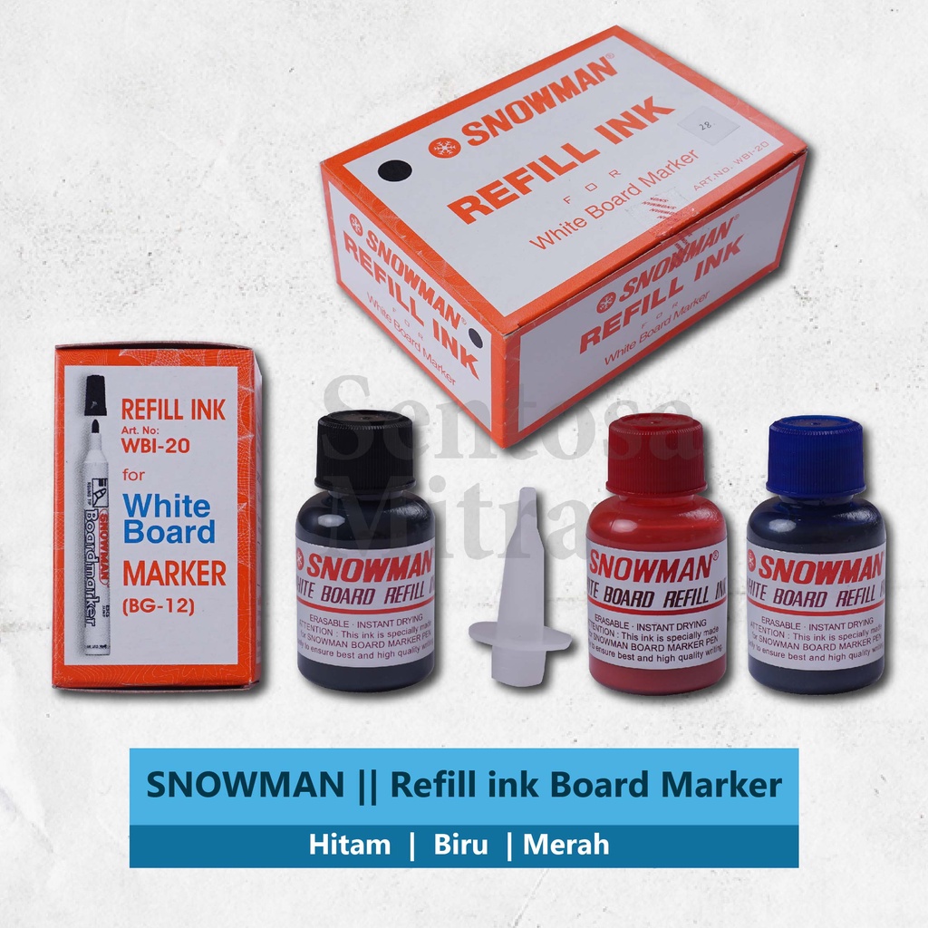 

Snowman Refill Ink For Whiteboard Marker Isi Ulang Tinta Spidol BG-12 Non Permanent WBI-20
