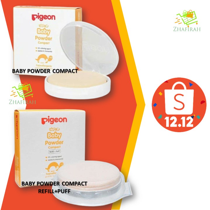 ❤ZJ❤ BEDAK BAYI PIGEON COMPACT - PIGEON BABY POWDER COMPACT REFILL+PUFF 45gr - Pigeon Baby Powder Compact Refill + Puff 45gr - BEDAK BAYI PIGEON COMPACT DAN REFILL + PUFF 45gr