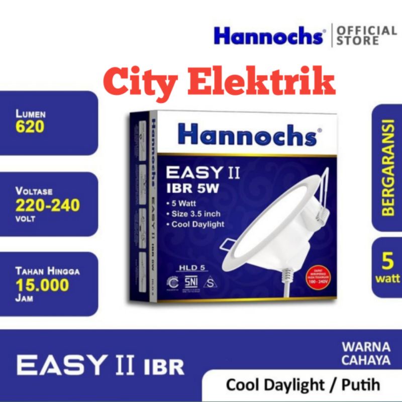 LED Panel Hannochs Easy II IBR 5 Watt / Lampu Downlight Hannochs 5w / Lampu Pelafon Hannochs 5 Watt ( Cahaya Putih )