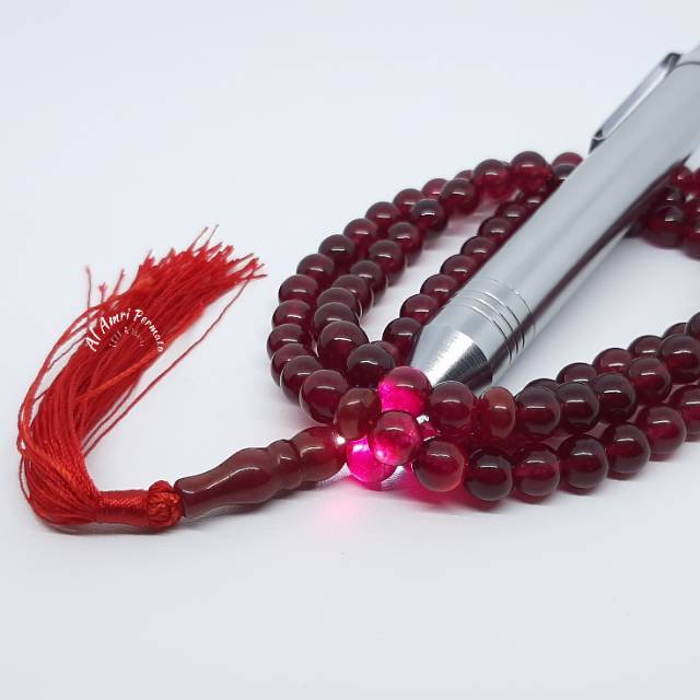Tasbih Batu Giok 99 Butir / Tasbih Giok Asli / Tasbih Batu Akik / Tasbih 99 Butir / Natural Red Bloo