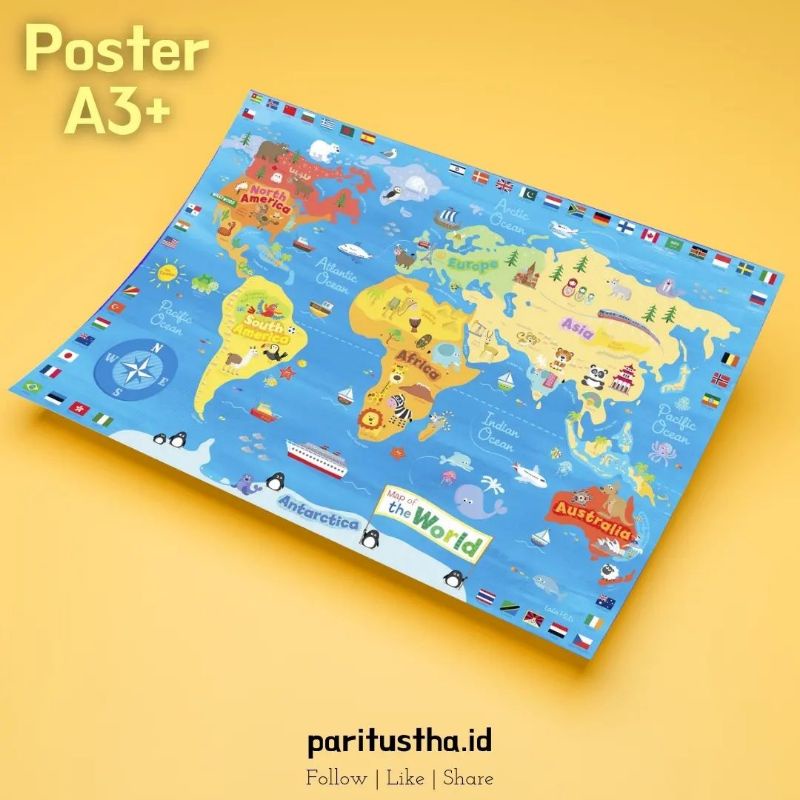 Poster Peta Dunia Art A3+ / A4