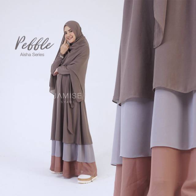 Set Gamis+Khimar Syari | Aisha Series - Pebble | Jamise