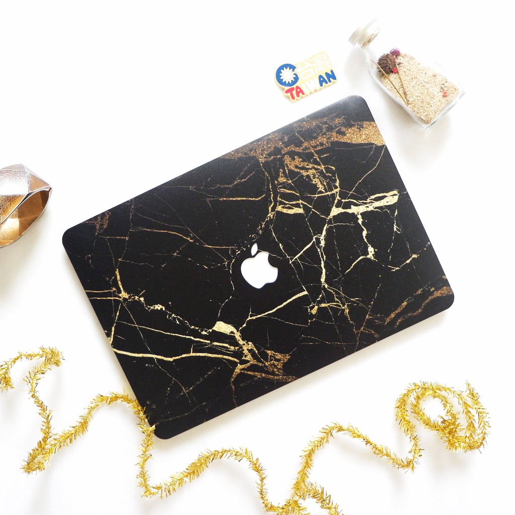 MACBOOK Case DRW MARBLE BLACK-GOLD NEW AIR PRO RETINA 11 12 13 14 15 16 INCH NON /  WITH CD ROOM / TOUCHBAR / TOUCH ID / M1 2020 2021 2022