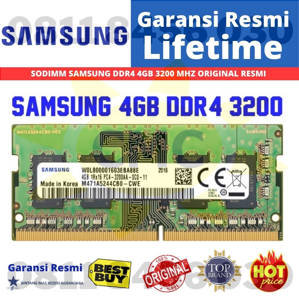 Samsung SODIMM DDR4 4GB 3200MHZ ORIGINAL RESMI