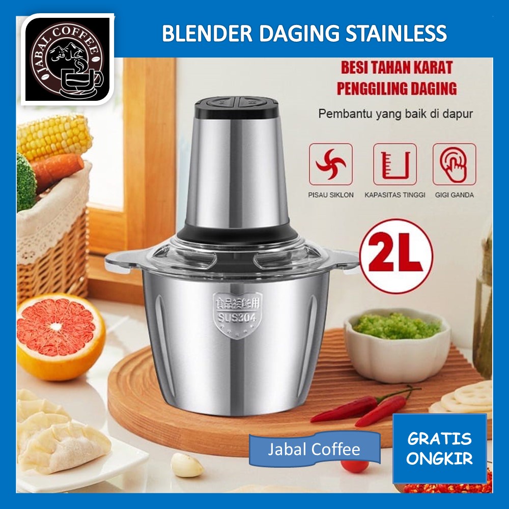 Blender Chopper Hand / Blender Daging Stainless Steel / Blender Press 2L Baja / Blender Tahan Karat Serbaguna Multifungsi