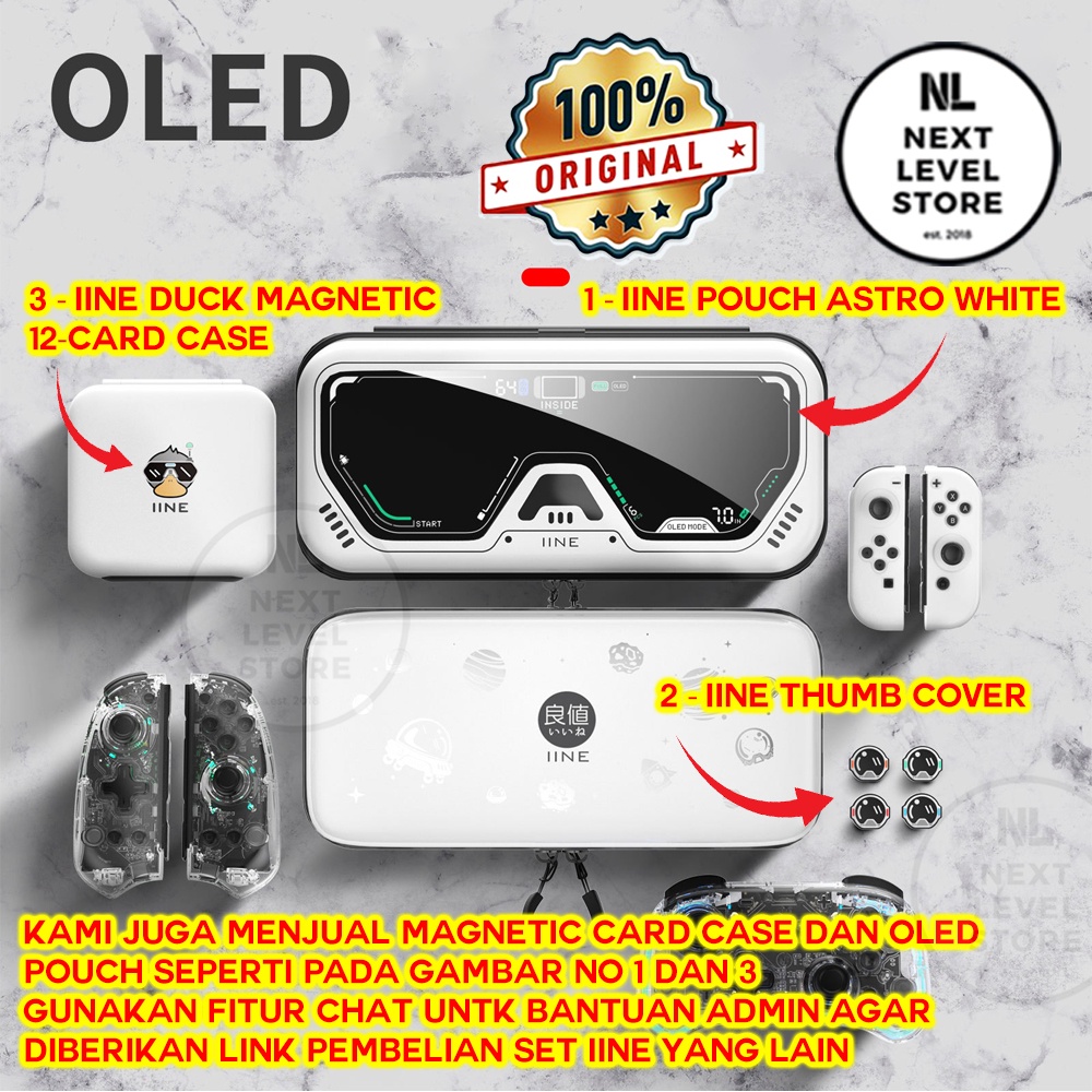 IINE Nintendo Switch V1 V2 Lite OLED Analog Cap Thumb Cover - Astro White - Original