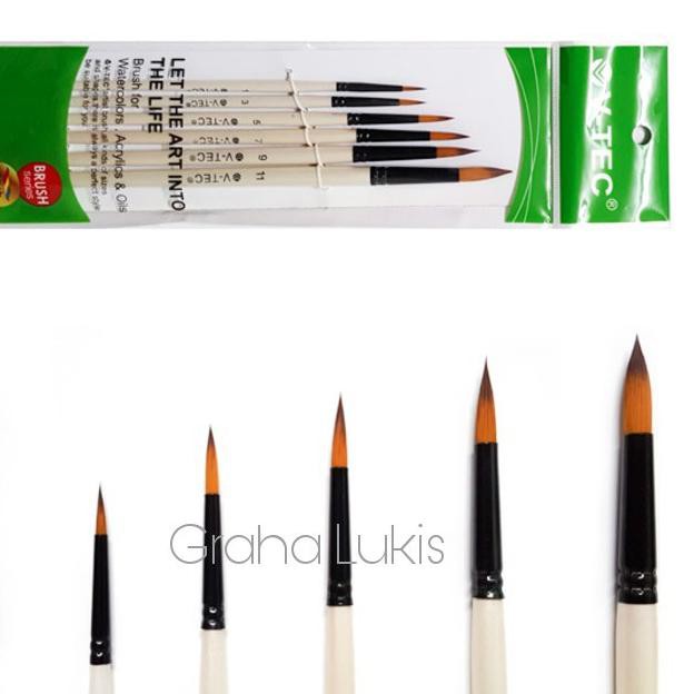 

Best Seller!! KODE-288 V-Tec Round Brush 0018H Set 6 / Kuas Lukis Set 6