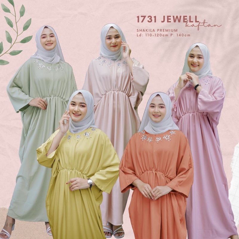 Jewell Kaftan Jumbo Ld 110-120/Kaftan Busui/Kaftan Bumil/Kaftan Lebaran/Kaftan Shakilla/Kaftan Payet