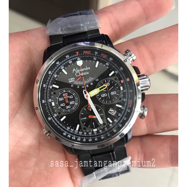 Jam Tangan Alexandre Christie Ac 6394 Original Hitam Cowok