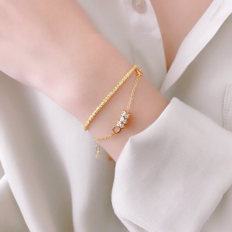 bracelet Emas 18k simple gelang titanium anti karat dan anti luntur perhiasan wanita