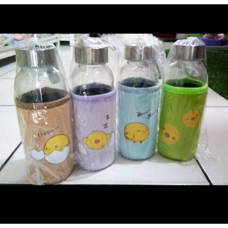 Botol Air Minum Kaca Diller Sarung Karakter 300ml