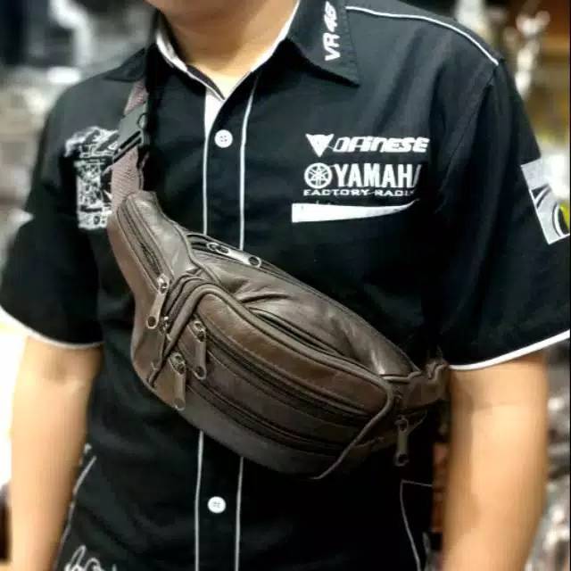 Tas selempang waist bag kulit asli impor - tas waistbag crossbody kulit