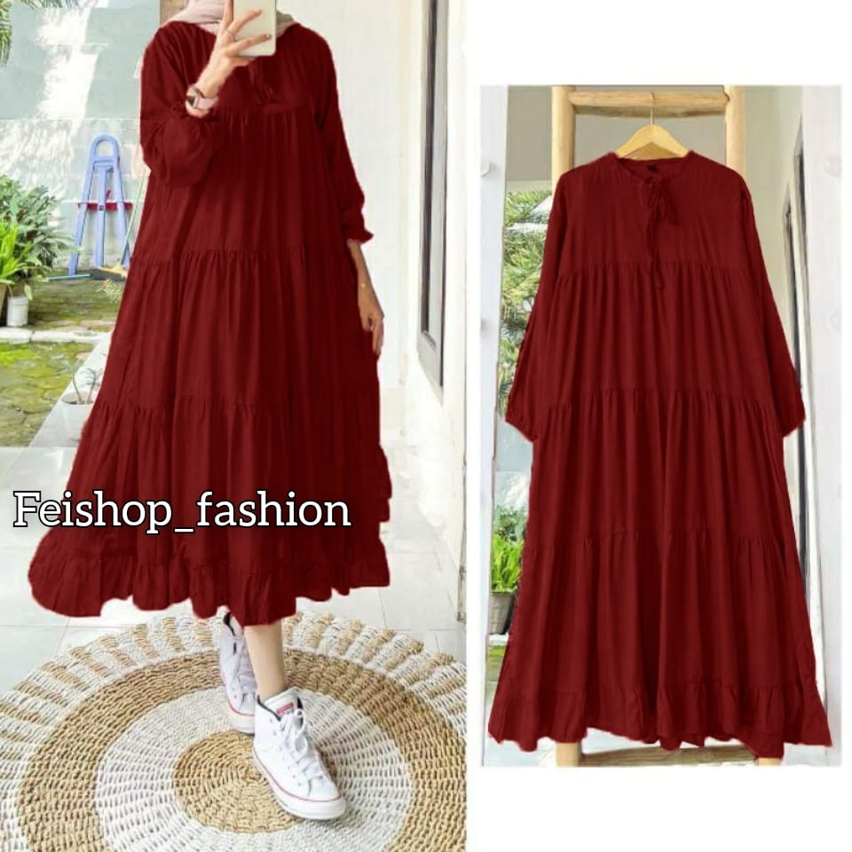 Rachel Midi Dress / Dress Wanita Terbaru Bahan Katun Rayon