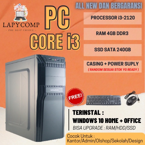 PROMO PC CPU RAKITAN KOMPUTER - CORE i3-2120 - RAM 8GB - SSD 250GB SATA - PLUS DVD MURAH TERBARU