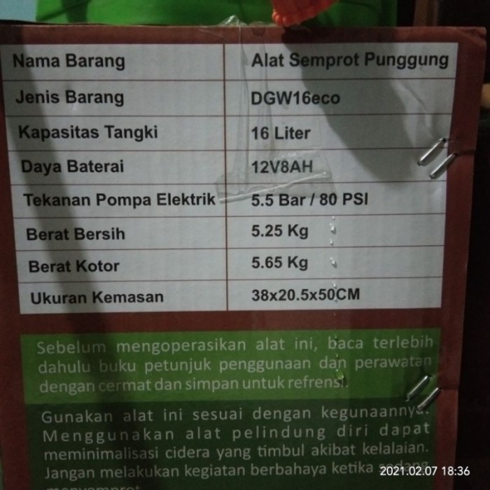 Sprayer Elektrik DGW 16 liter