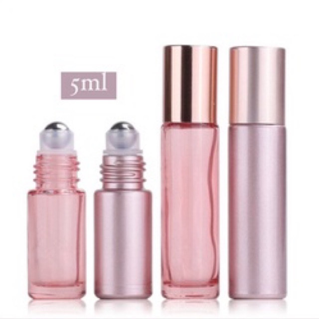 5ml Botol Rose Gold Pink Roll On TEBAL Glass Perfume Essential Oil Vials Stainless Roller Ball Travel Clear Bottle