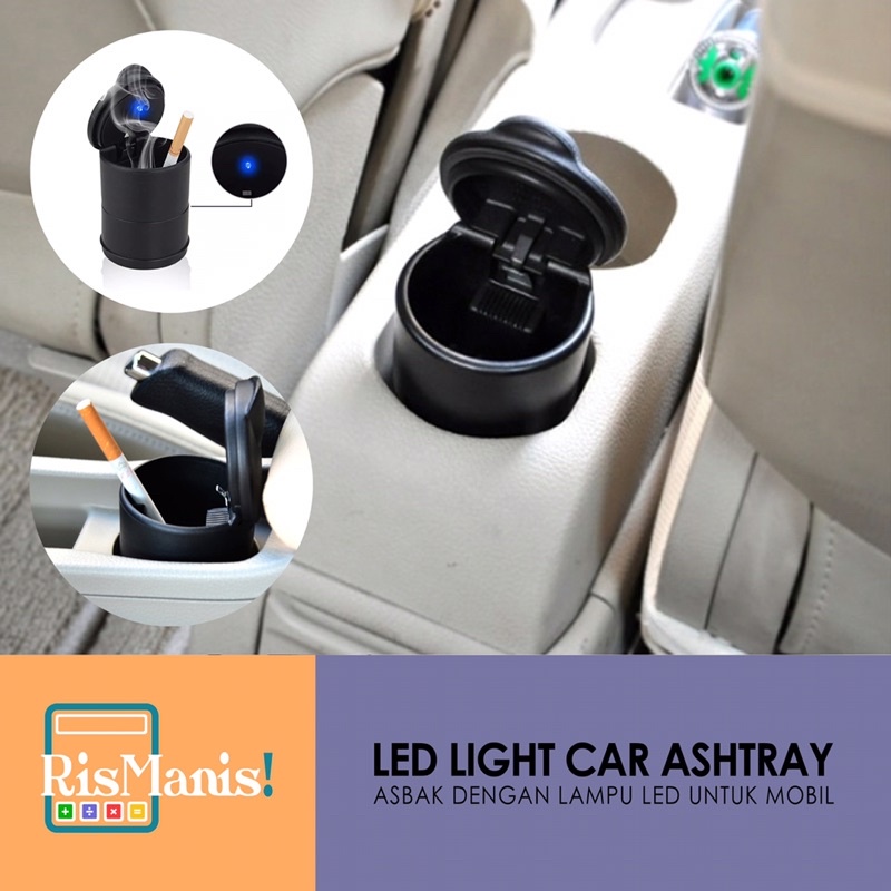 LED LIGHT CAR ASHTRAY - Asbak Mini Rokok Serbaguna Tempat Koin Uang Receh Lampu LED Praktis Efisien