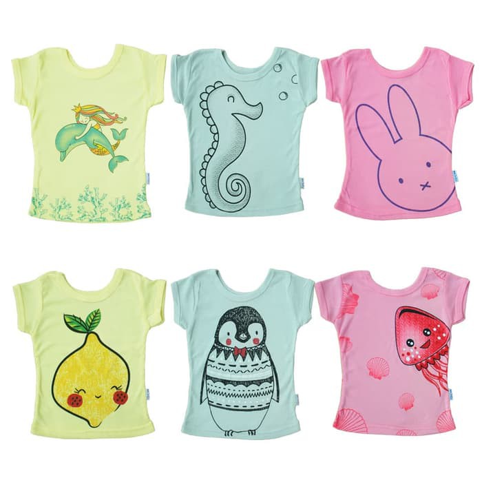  Kazel  Tshirt Baby Girl Mermaid Edition Kaos  Anak  Isi 6 