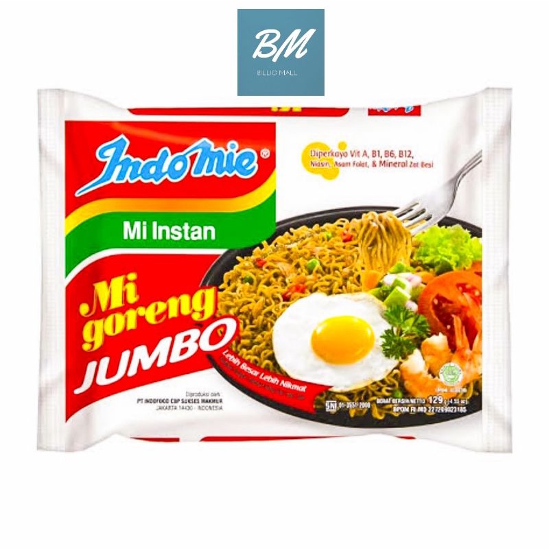 

Indomie Goreng Jumbo 1 Pcs / Mie Indomie Goreng Jumbo 129 gr / Indomie Mi Goreng Spesial Jumbo 129 gr / Indomie Jumbo Special 129 gr