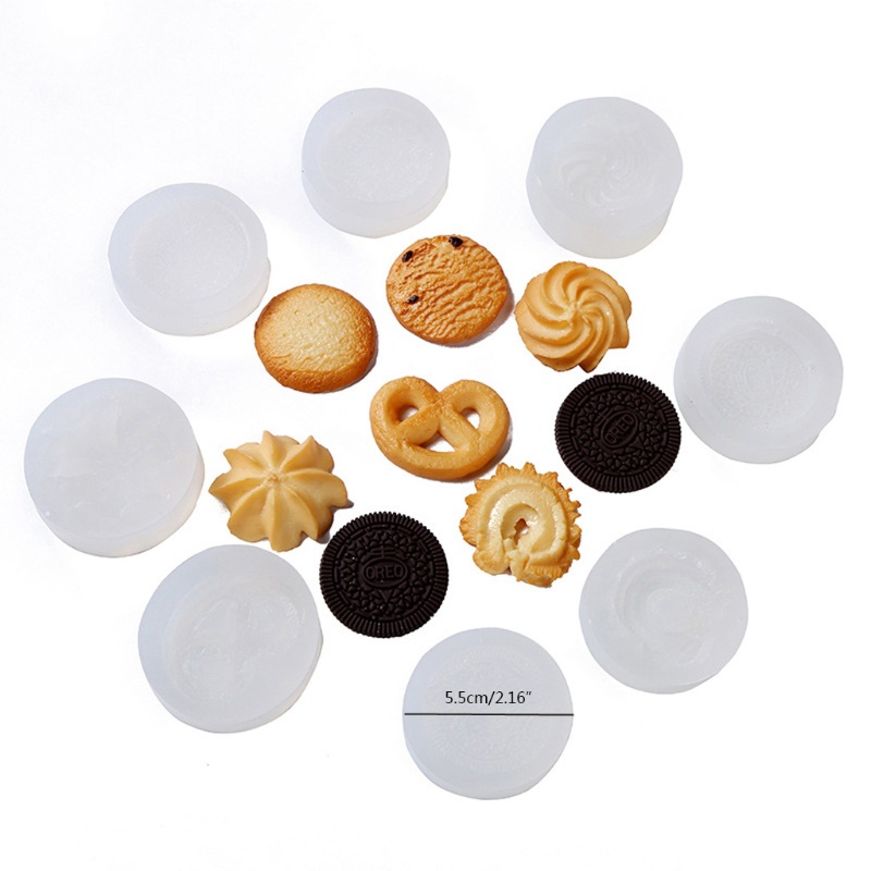 SIY  8Pcs Macaron Chocolate Cookie Fondant Silicone Molds Cookie Pendant Resin Molds