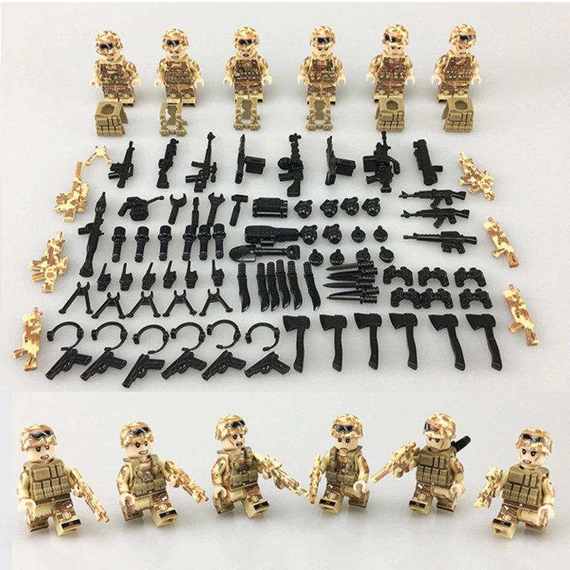 Mainan Lego New Legoing Red Sea Special Military Soldier Minifigure Army Weapon Gun SWAT War