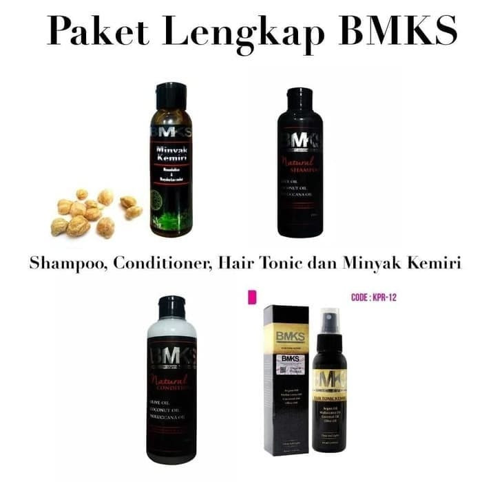 BMKS PAKET 4IN1 SHAMPOO - CONDITIONER - MINYAK KEMIRI - HAIR TONIC BPOM