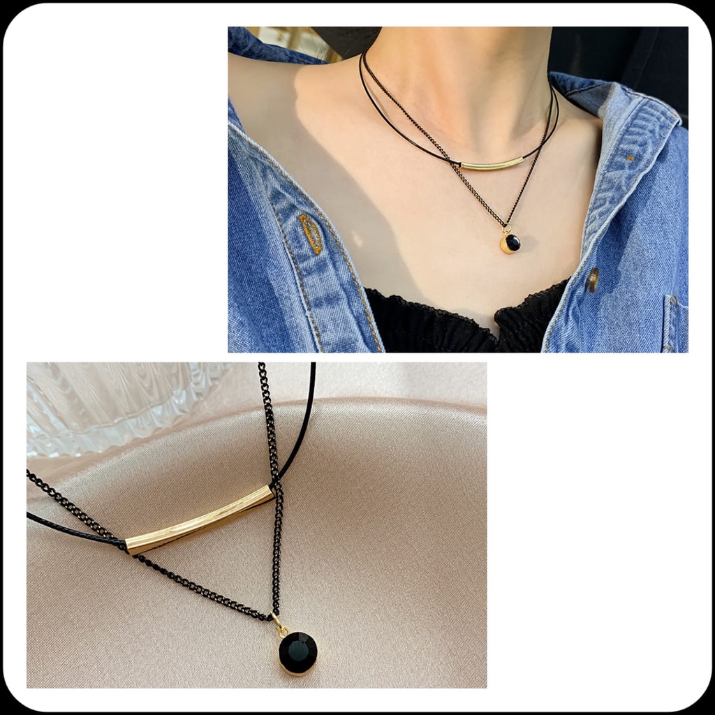 COD! kalung titanium black choker anti karat import