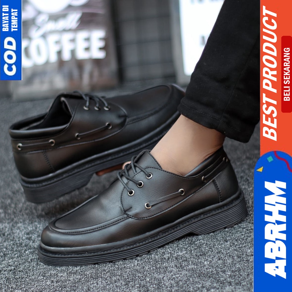 Sepatu Formal Docmart Pantofel Kerja Hitam Pria Abrhm Lulja