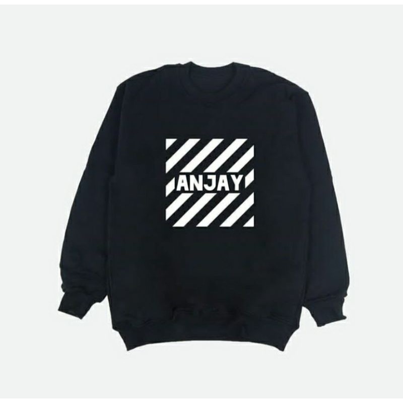 S- XXXXXL(6XL) Sweater Crewneck ANJAY Bigsize Jumbo Fleece Oblong Hitam 5Xl 4XL 3XL 2XL XL L Unisex