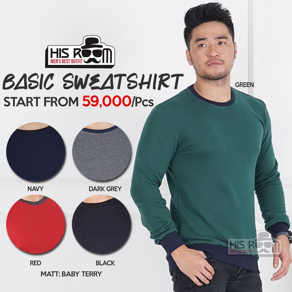 HSRM - Basic Sweater Pria Kaos Pria Lengan Panjang Sweatshirt Polos Premium Sweater Polos 265