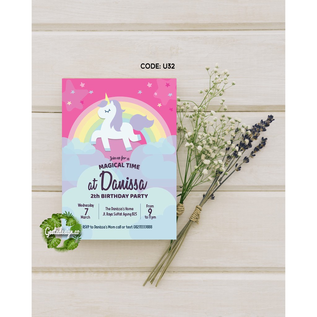 Undangan Ultah Unicorn