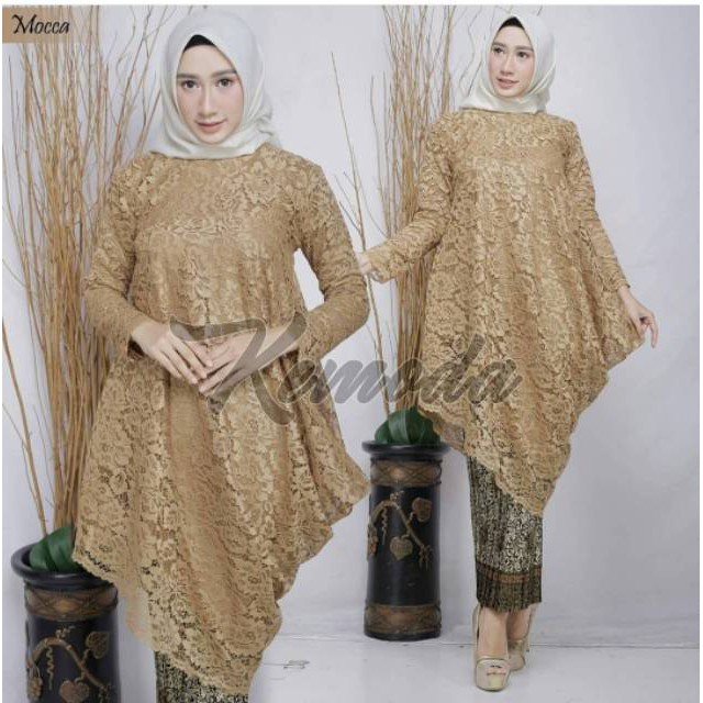 Set kebaya brokat miring mutiara 1 /kebaya modren/kebaya muslim/kebaya wisuda