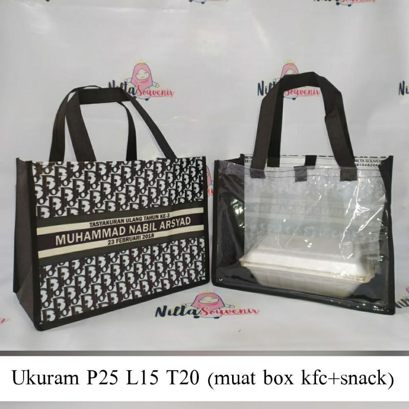tas souvenir ulang tahun anak motif dior terbaru muat box kfc dan muat bento-1