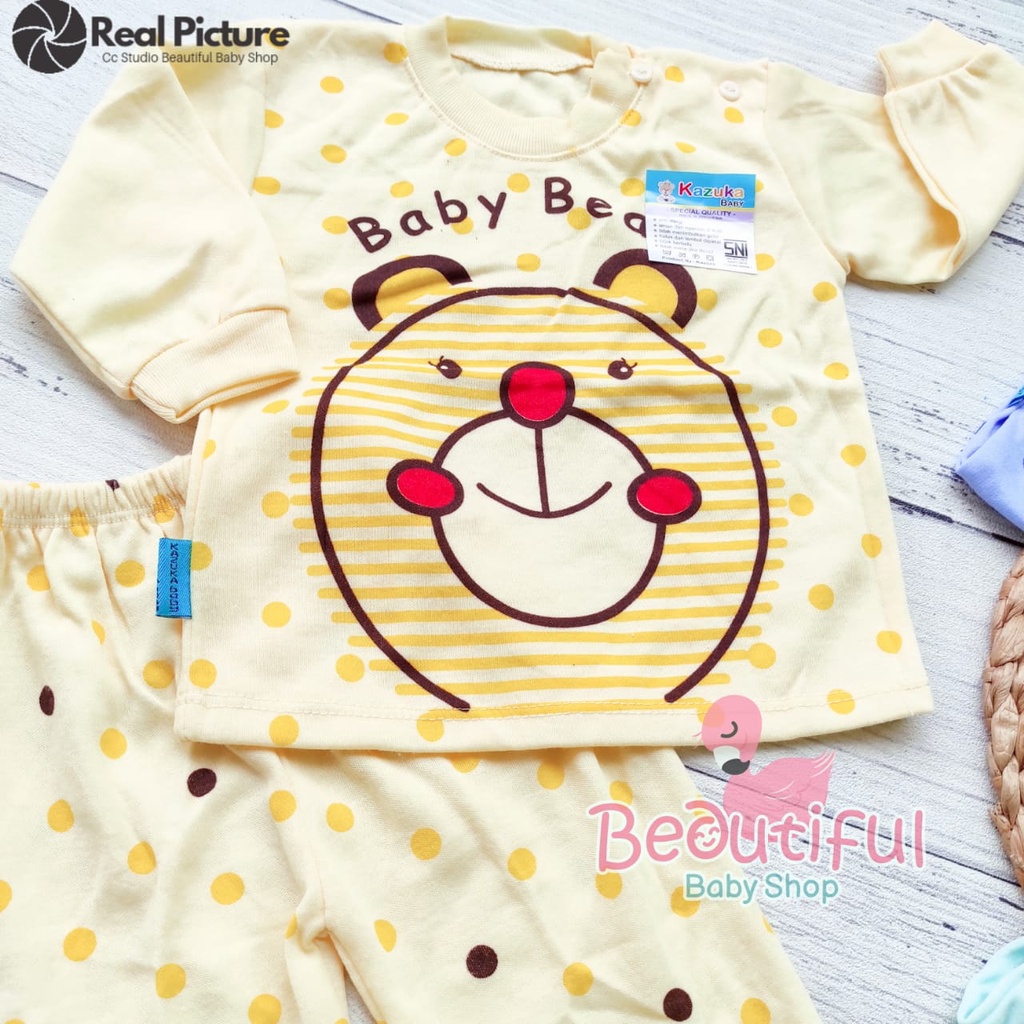Setelan Baju Bayi Lengan Panjang Celana Panjang SNI 3-12 Bulan Motif Bear / Setelan Piyama Bayi Kazuka / Baju Bayi Panjang / Baju Tidur Bayi / Baby.ou_