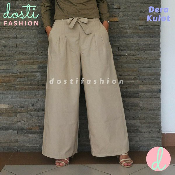 TERLARIS  Celana Kulot Katun Jepang Linen Rami Import Bangkok Polos Jumbo Bigsize Big Size XXL