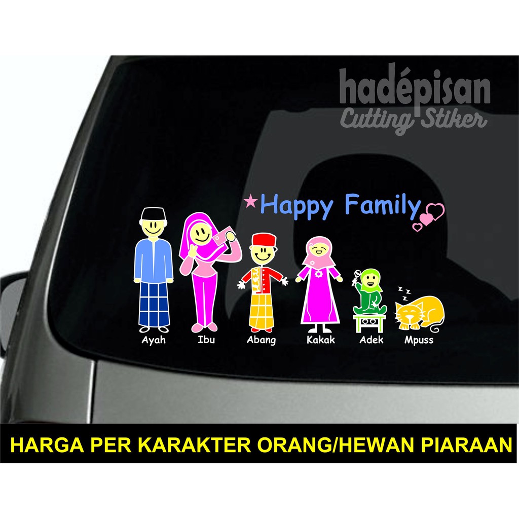 Stiker Mobil Cutting Sticker Kaca Belakang Mobil Happy Family