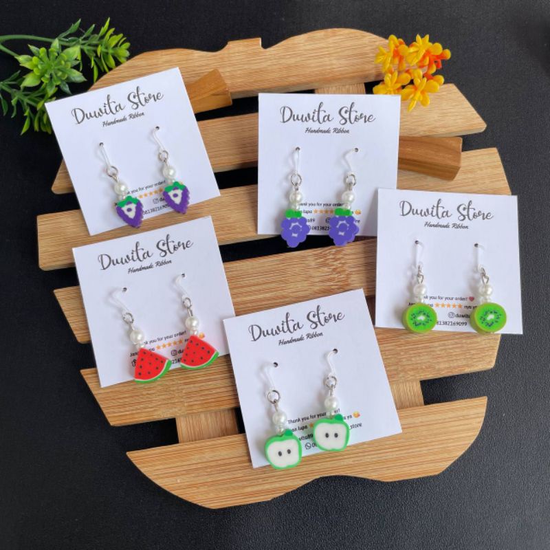 ANTING HANDMADE KAIT PLASTIK ANTING ANAK/DEWASA MOTIF BUAH