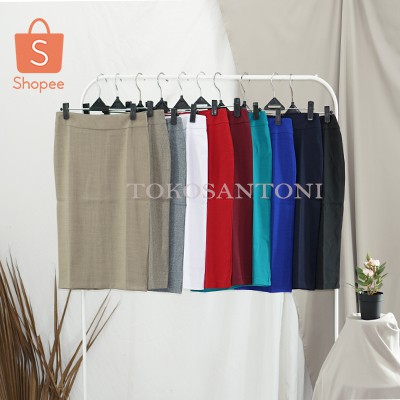 ROK KERJA PENDEK PREMIUM MODEL SPAN BELAH BELAKANG / ROK SPAN PENDEK / ROK PENDEK  ( SIZE S M L XL )